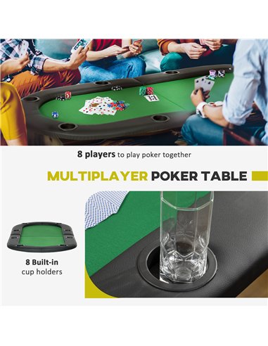 HOMCOM 8 Player Folding Poker Table,...