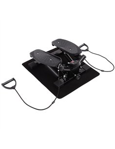 HOMCOM Mini Stepper with Resistance Bands and Mat, Black...