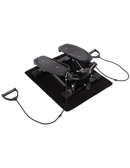 HOMCOM Mini Stepper with Resistance Bands and Mat, Black B1-0078 - pic 133247 | FastDaddyshop