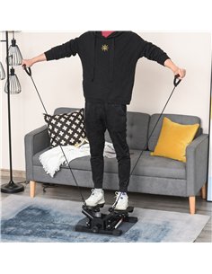 HOMCOM Mini Stepper with Resistance Bands and Mat, Black... 2