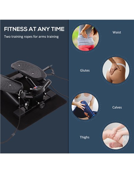 HOMCOM Mini Stepper with Resistance Bands and Mat, Black B1-0078 - pic 133251 | FastDaddyshop