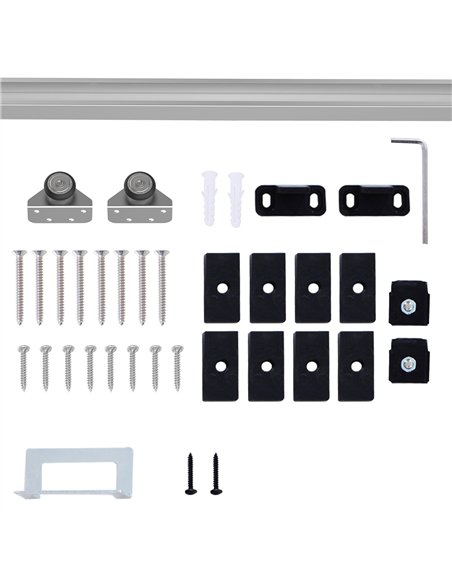 HOMCOM 6FT Sliding Barn Door Track Kit Silver B81-001 - pic 133265 | FastDaddyshop