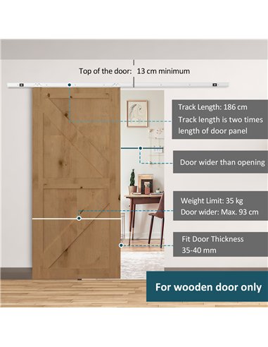HOMCOM 6FT Sliding Barn Door Track...