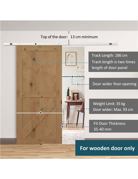HOMCOM 6FT Sliding Barn Door Track Kit Silver B81-001 - pic 133268 | FastDaddyshop