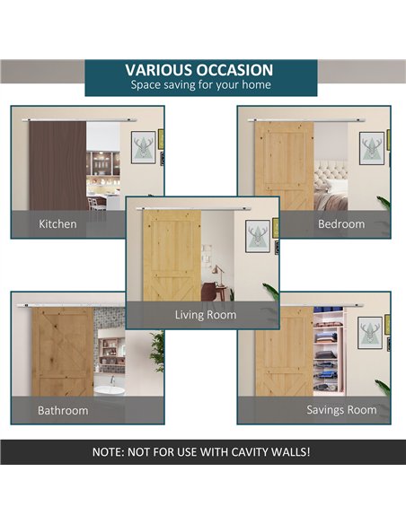 HOMCOM 6FT Sliding Barn Door Track Kit Silver B81-001 - pic 133269 | FastDaddyshop