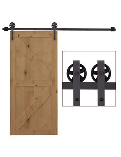 HOMCOM 6ft Sliding Barn Door Track Kit Deep Coffee B81-003