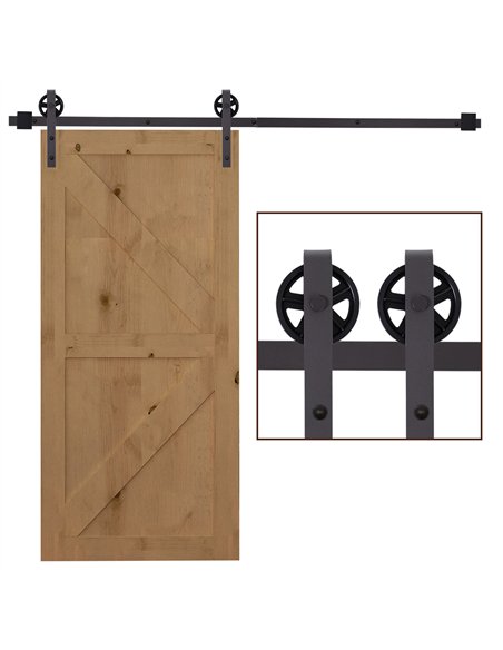 HOMCOM 6ft Sliding Barn Door Track Kit Deep Coffee B81-003 - pic 133274 | FastDaddyshop