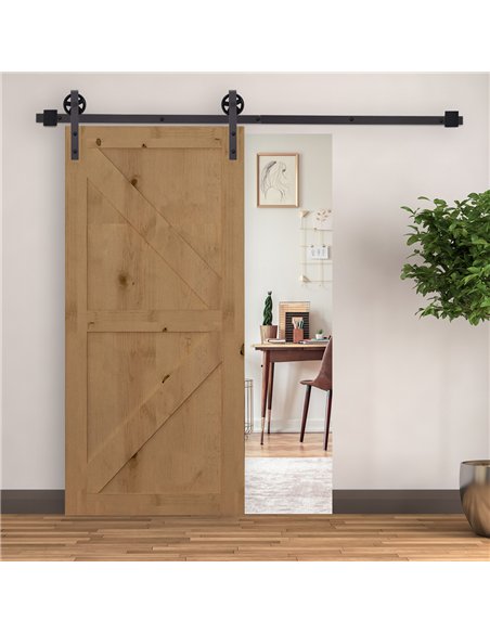 HOMCOM 6ft Sliding Barn Door Track Kit Deep Coffee B81-003 - pic 133275 | FastDaddyshop