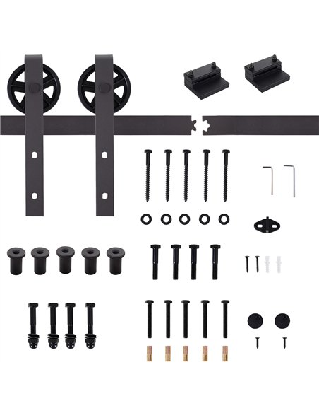 HOMCOM 6ft Sliding Barn Door Track Kit Deep Coffee B81-003 - pic 133277 | FastDaddyshop