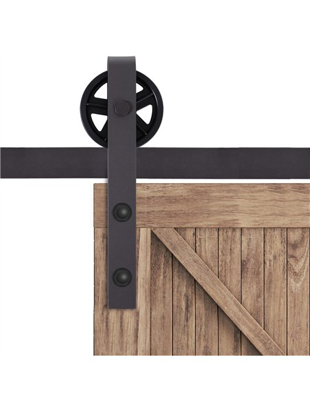 HOMCOM 6ft Sliding Barn Door Track Kit Deep Coffee B81-003 - pic 133278 | FastDaddyshop