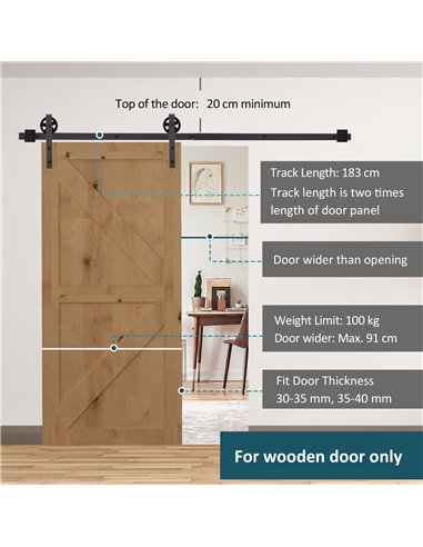 HOMCOM 6ft Sliding Barn Door Track...