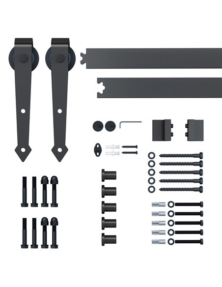 HOMCOM 6.6FT Antique Style Sliding Door Kit Brown B81-005 - pic 133283 | FastDaddyshop