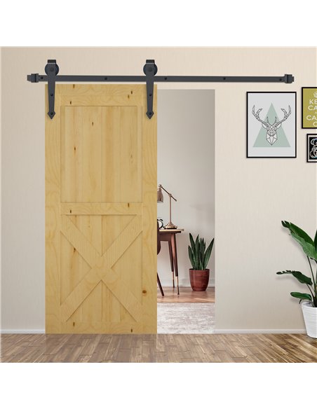 HOMCOM 6.6FT Antique Style Sliding Door Kit Brown B81-005 - pic 133284 | FastDaddyshop