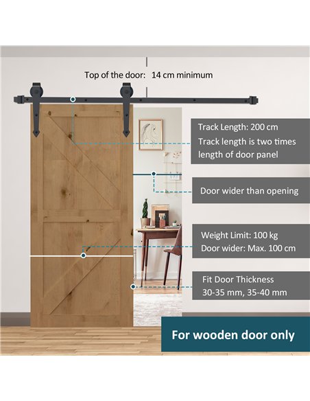 HOMCOM 6.6FT Antique Style Sliding Door Kit Brown B81-005 - pic 133288 | FastDaddyshop