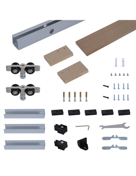 HOMCOM 6.5FT Sliding Barn Door Track Kit Aluminium Brown B81-006 - pic 133292 | FastDaddyshop