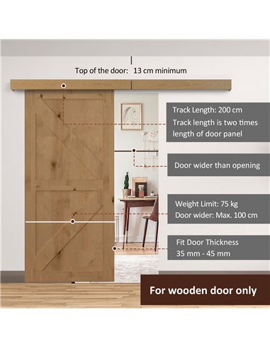 HOMCOM 6.5FT Sliding Barn Door Track...