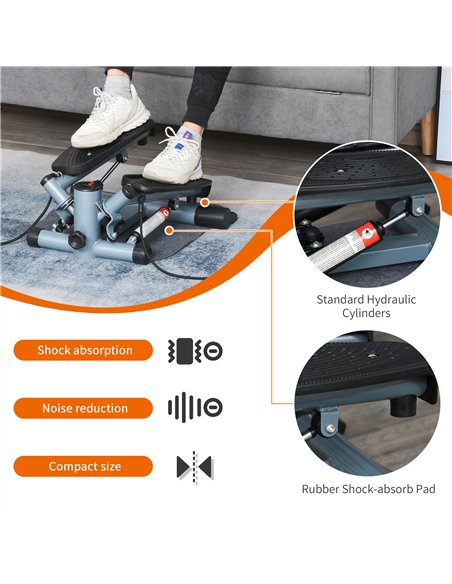 HOMCOM Mini Stepper with Resistance Bands and Mat Black/Silver B1-0079 - pic 133304 | FastDaddyshop