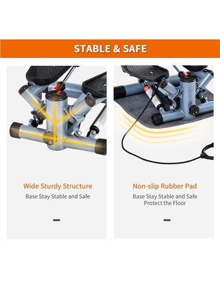 HOMCOM Mini Stepper with Resistance Bands and Mat Black/Silver B1-0079 - pic 133306 | FastDaddyshop
