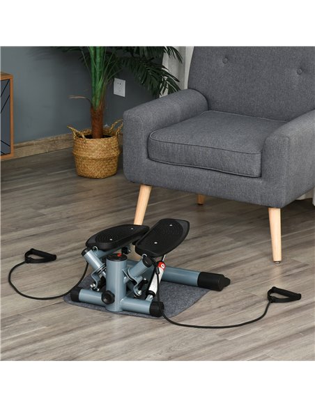 HOMCOM Mini Stepper with Resistance Bands and Mat Black/Silver B1-0079 - pic 133309 | FastDaddyshop