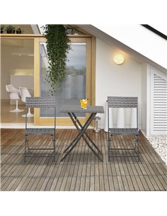 Outsunny 2-Seater Garden Furniture Rattan Patio Chair Bistro Set, Grey 2