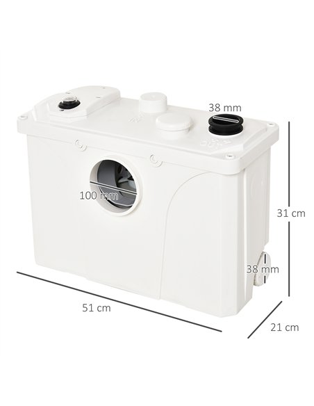 Homcom 700W Macerator Pump with 4 Inlets, White B50-006 - pic 133312 | FastDaddyshop