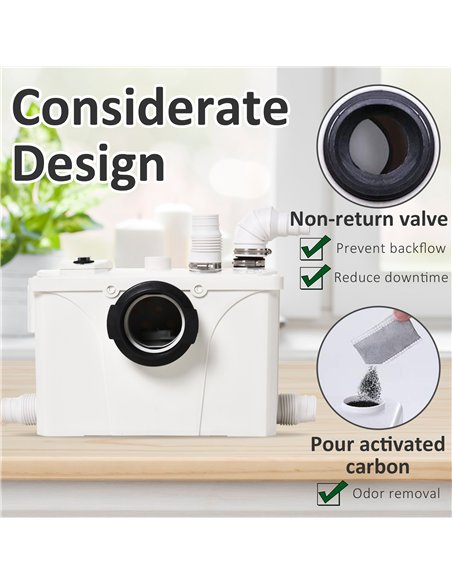 Homcom 700W Macerator Pump with 4 Inlets, White B50-006 - pic 133315 | FastDaddyshop