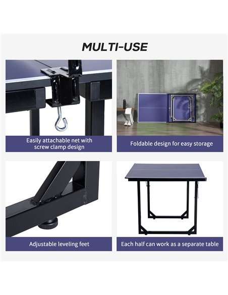 HOMCOM 6ft Folding Mini Table Tennis Table with Net, Blue A90-130 - pic 133324 | FastDaddyshop