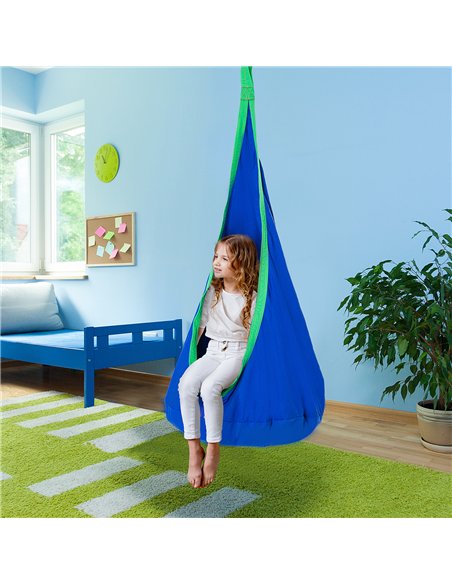 HOMCOM Kids Pod Swing Hammock Seat Nook Tent Blue 344-004 - pic 133329 | FastDaddyshop