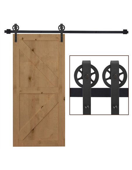 HOMCOM 6.6 FT Carbon Steel Sliding Barn Door Kit Frosted Black B81-021 - pic 133337 | FastDaddyshop