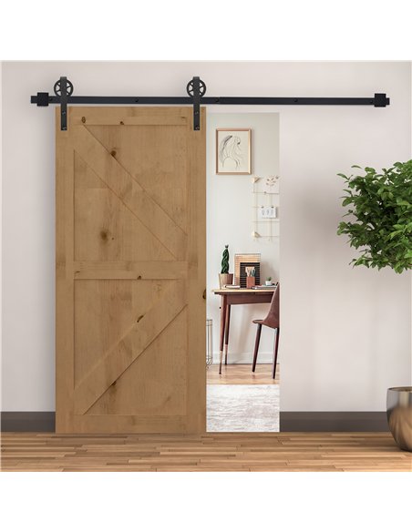 HOMCOM 6.6 FT Carbon Steel Sliding Barn Door Kit Frosted Black B81-021 - pic 133338 | FastDaddyshop