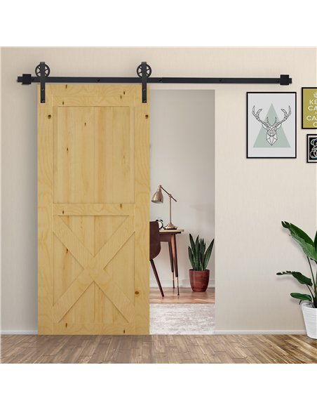 HOMCOM 6.6 FT Carbon Steel Sliding Barn Door Kit Frosted Black B81-021 - pic 133344 | FastDaddyshop