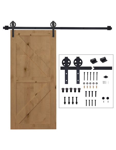 HOMCOM 6.6 FT Carbon Steel Sliding Barn Door Kit Frosted Black B81-021 - pic 133345 | FastDaddyshop