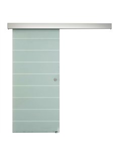 HOMCOM 90cm Sliding Glass Door Kit, Stripe Frosted Glass,...