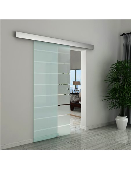 HOMCOM 90cm Sliding Glass Door Kit, Stripe Frosted Glass, B70-046 - pic 133347 | FastDaddyshop