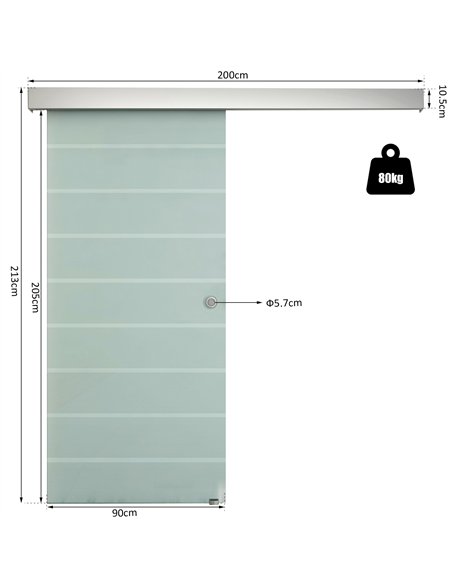 HOMCOM 90cm Sliding Glass Door Kit, Stripe Frosted Glass, B70-046 - pic 133348 | FastDaddyshop