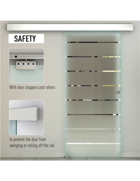 HOMCOM 90cm Sliding Glass Door Kit, Stripe Frosted Glass, B70-046 - pic 133349 | FastDaddyshop