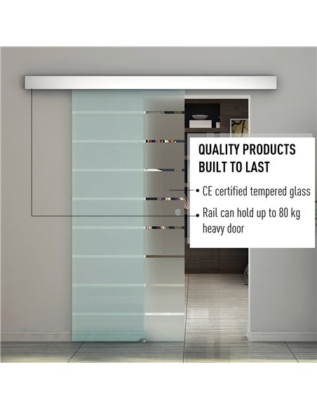 HOMCOM 90cm Sliding Glass Door Kit, Stripe Frosted Glass, B70-046 - pic 133350 | FastDaddyshop