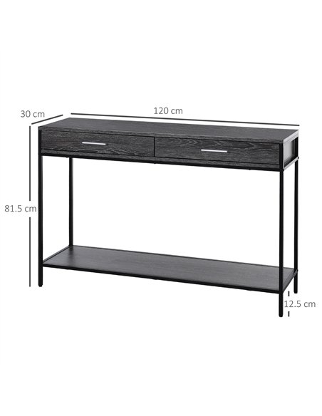 HOMCOM Industrial Console Table with Drawers, Grey - 837-026GY - pic 133357 | FastDaddyshop
