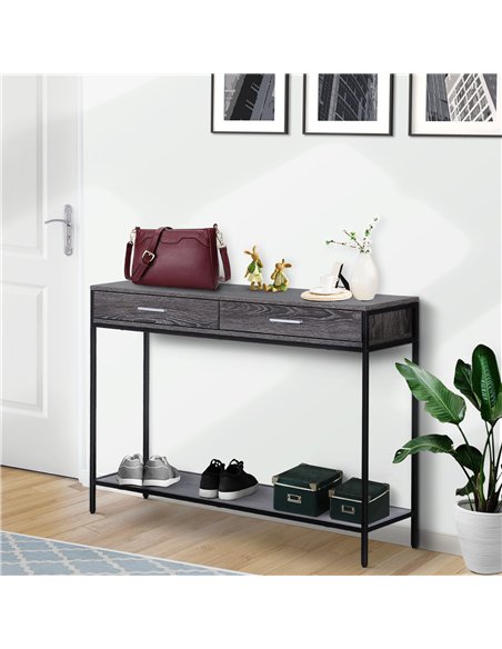 HOMCOM Industrial Console Table with Drawers, Grey - 837-026GY - pic 133358 | FastDaddyshop