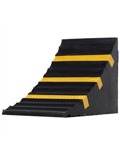 HOMCOM Heavy Duty Rubber Wheel Chocks with Handle Black...