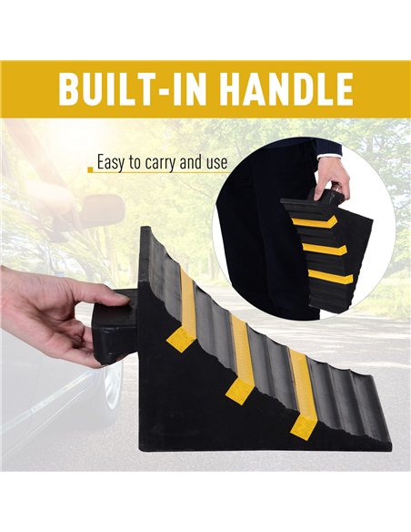 HOMCOM Heavy Duty Rubber Wheel Chocks with Handle Black C20-029 - pic 133370 | FastDaddyshop