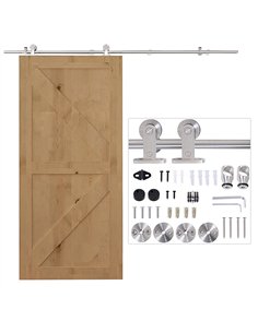 HOMCOM Stainless Steel Sliding Door Kit 2000mm Silver...
