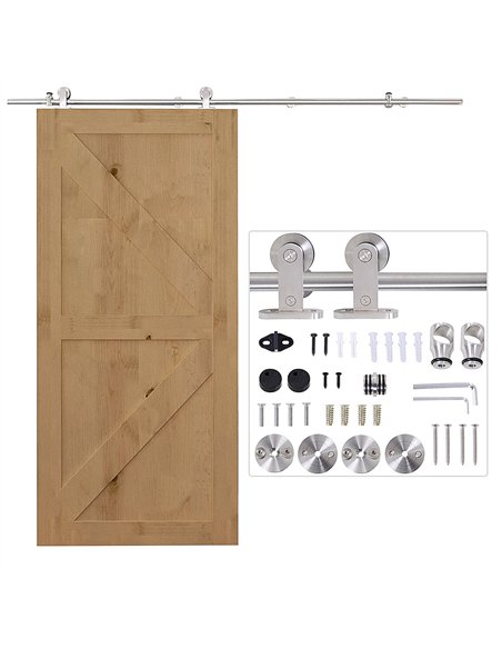 HOMCOM Stainless Steel Sliding Door Kit 2000mm Silver 02-0687 - pic 133373 | FastDaddyshop