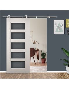 HOMCOM Stainless Steel Sliding Door Kit 2000mm Silver... 2