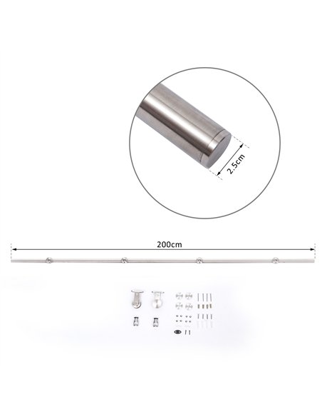 HOMCOM Stainless Steel Sliding Door Kit 2000mm Silver 02-0687 - pic 133375 | FastDaddyshop