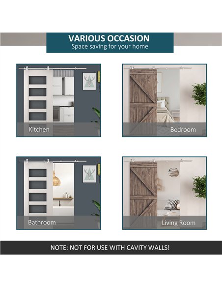 HOMCOM Stainless Steel Sliding Door Kit 2000mm Silver 02-0687 - pic 133376 | FastDaddyshop