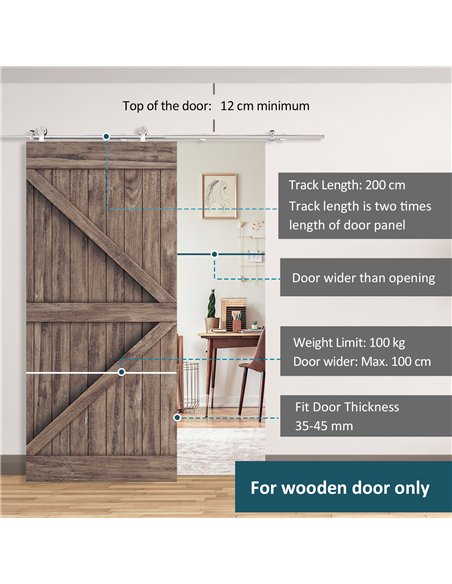 HOMCOM Stainless Steel Sliding Door Kit 2000mm Silver 02-0687 - pic 133377 | FastDaddyshop