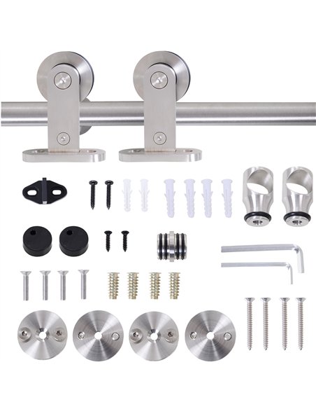 HOMCOM Stainless Steel Sliding Door Kit 2000mm Silver 02-0687 - pic 133379 | FastDaddyshop