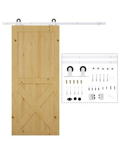 HOMCOM 6FT Rustic Sliding Barn Door Hardware Kit - White...