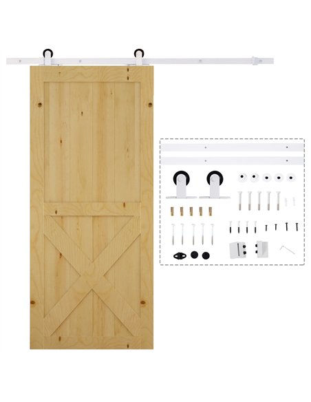 HOMCOM 6FT Rustic Sliding Barn Door Hardware Kit - White B81-002WT - pic 133382 | FastDaddyshop